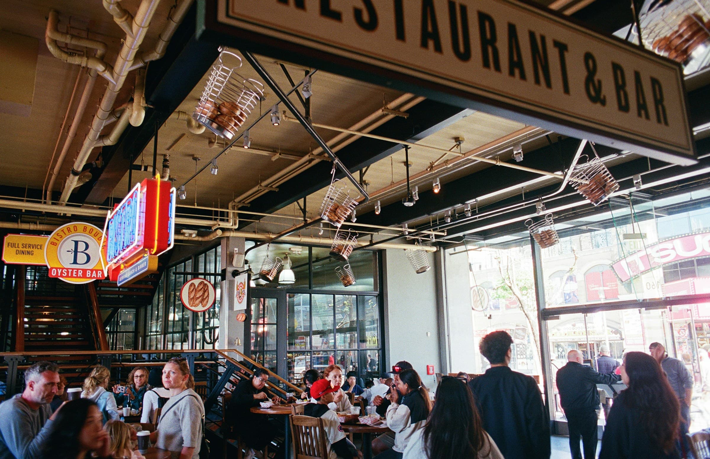 Guests dining in a busy restaurant